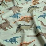 Tissu sport et maillot de bain – Impression digitale dinos verts UPF50 recyclé
