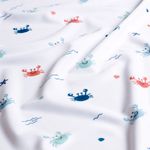 Tissu sport & maillot de bain - impression digitale crabes blanc UPF50 recyclé