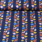 Satin de coton bio - amour hambourgeois impression numérique bleue