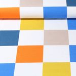 Orgaaninen kangas - digitaalinen painatus ecru sininen