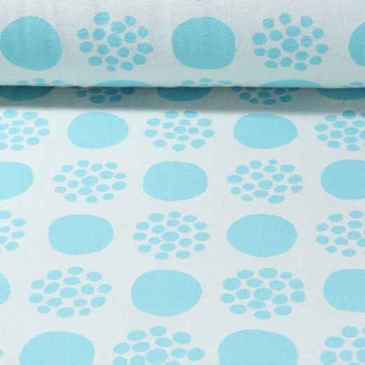 Jersey jacquard bio - Hamburger Liebe Al Lago Punti Double face Turquoise