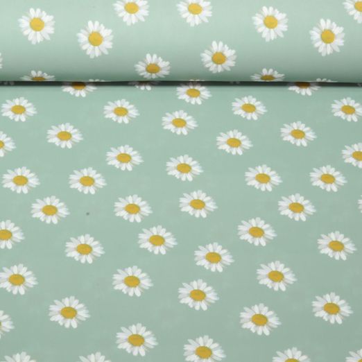 Sport- & Bademodenstoff - Digitaldruck Gänseblumen Mint UPF50 Recycled