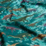 Tissu sport & maillot de bain – impression digitale dinos pétrole UPF50 recyclé
