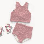 Tissu sport et maillot de bain - UPF50 Impression digitale Pois Rose Recyclé -1