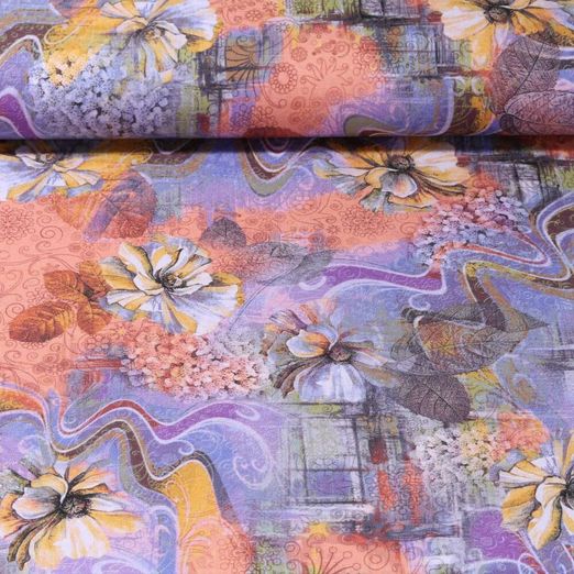 Jersey de viscose - Impression digitale Fleurs fantaisies Violet