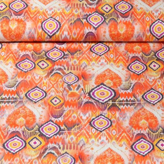 Baumwoll-Popeline - Digitaldruck Batik Orange