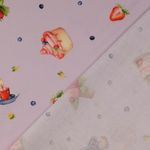 Bomullscretonne - Digitaltryck lila cupcakes