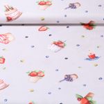 Baumwoll-Cretonne - Digitaldruck Törtchen Grau