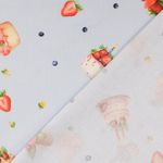 Bomullscretonne - Digitaltryck Ljusblå Bakverk