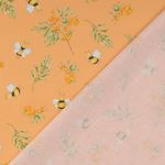 Bomullskretonne - Digitaltryck Humlor och Bär Persika