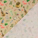 Bomullscretonne - Digitaltryck vandringsutrustning sand