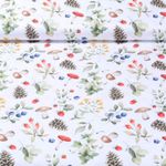Cretonne de coton - Impression digitale Fruits des bois Blanc