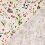 Bomullscretonne - Digitaltryck Skogsbär Vit