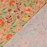 Puuvillacretonne - Digitaalinen painatus kukat ja marjat beige