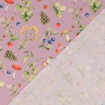 Bomullskretonne - digitaltryck skogsbär lila