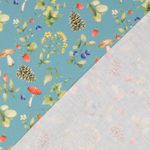 Bomullscretonne - Digitaltryck skogsbär blå