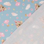 Cretonne en coton - impression numérique bleu clair