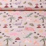 Baumwoll-Cretonne - Digitaldruck Dinos Und Regenbögen Sand