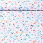 Baumwoll-Cretonne - Digitaldruck Urlaub Am Meer Weiß