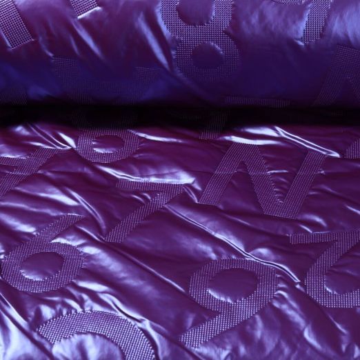 Tissu pour veste matelassée - Chiffres et numéros en relief Violet