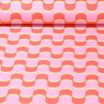 Sommersweat - French Terry Kombistoff Retro Wellen Rosa