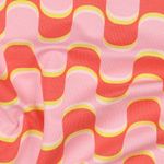 Kesäfleece - French Terry Yhdistelmäkangas Retro Aallot Vaaleanpunainen