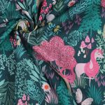 Katoenen popeline - Eenhoorns in het bos donkergroen