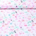 Lin - Impression digitale Fleurs délavées Blanc