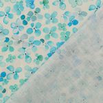 Lino - Estampado Digital Lavado Flores Blanco Turquesa