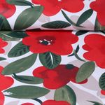 Canvas Beschichtet - Große Blüten Ecru Rot