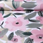 Canvas Beschichtet - Große Blüten Ecru Rosa