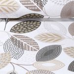 Baumwoll Canvas - Leinenlook Blätter Ecru Natur