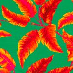 Popelina de viscosa - Hojas de palmera verdes