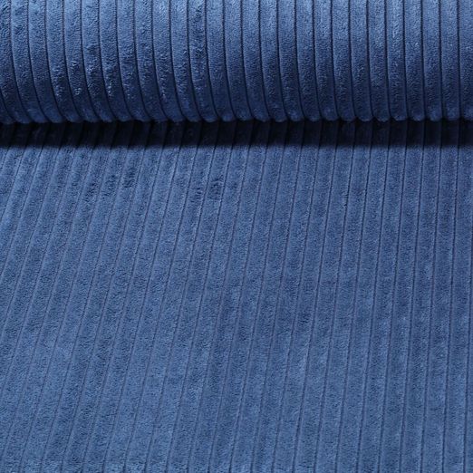 Tissu ameublement velours côtelé large Anafi - Bleu jeans