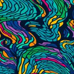 Viskoosijersey - Abstrakti Navy Monivärinen