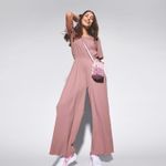 Jersey à côtes - Uni rose côte large