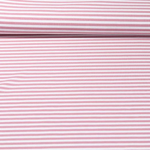 Jersey Jacquard - Rayures moyennes Vieux rose