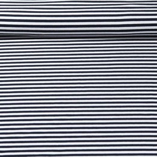 Jersey Jacquard - Rayures moyennes Ecru Bleu noir