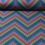 Sommersweat - French Terry Strickoptik ZickZack Blau