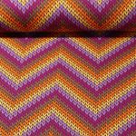 Sommersweat - French Terry Strickoptik ZickZack Lavendel