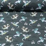 Sweat d&#039;été - French Terry Dragons Vert militaire