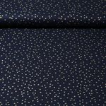 Popeline de coton - A pois Doré Bleu marine foncé