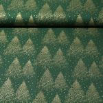 Baumwoll-Popeline - Weihnachtswald Gold Tannengrün