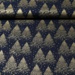 Baumwoll-Popeline - Weihnachtswald Gold Navy