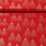 Baumwoll-Popeline - Weihnachtswald Gold Rot