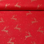 Baumwoll-Popeline - Hirsche Gold Rot