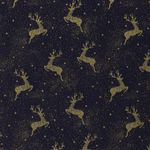 Popelina de algodón - Ciervos oro navy