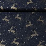 Baumwoll-Popeline - Hirsche Gold Navy