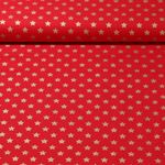 Baumwoll-Popeline - Sterne Gold Rot
