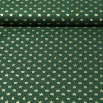 Baumwoll-Popeline - Sterne Gold Tannengrün